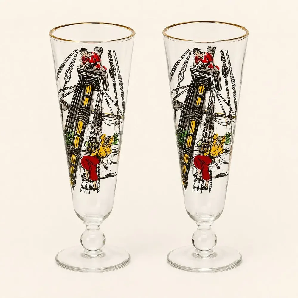 Vintage Libbey Treasure Island Ship Pirate Pilsner Glasses – Set of 2